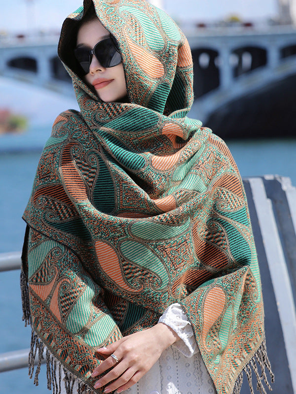 Keep Warm Tasseled Shawl&Scarf