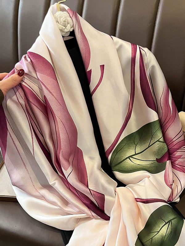 Chic Printed Contrast Color Silk Imitation Warm Shawl&Scarf