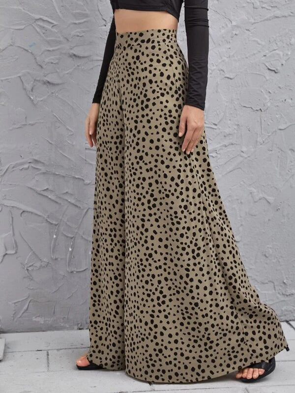 Leopard Loose Wide Leg Trousers Pants