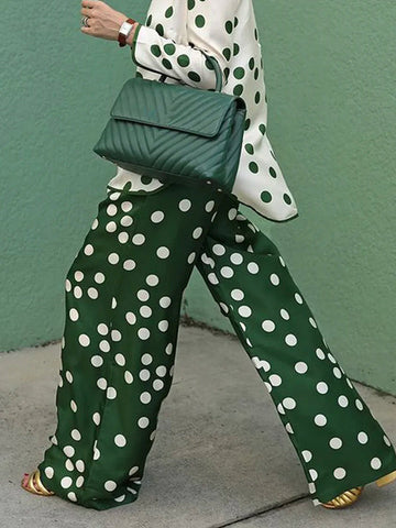 Casual Wide Leg Polka-Dot Elasticity Pants