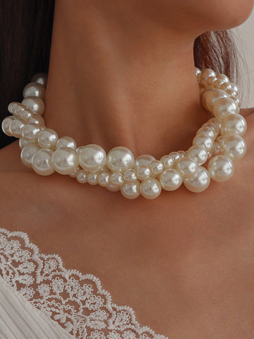 Imitation Pearl Three pieces Necklaces Accessories Dainty Necklace