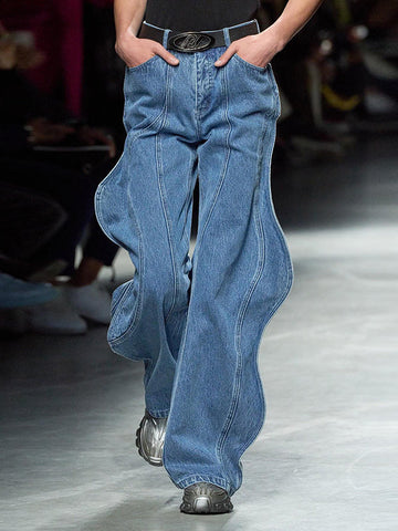 Buttoned High Waisted Straight Leg Jean Pants Bottoms