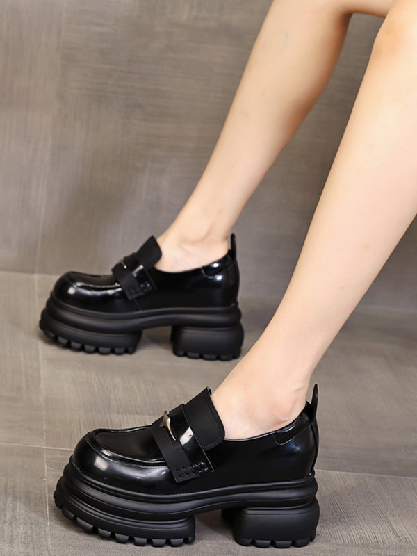 Round-Toe Split-Joint Platform Shoes