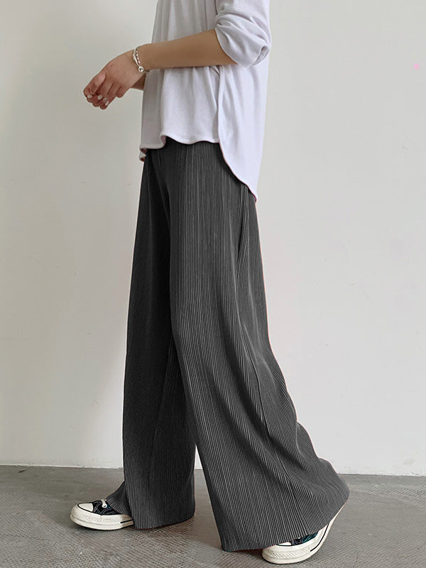 Casual Solid Color Pleats Capri-Pants Bottoms