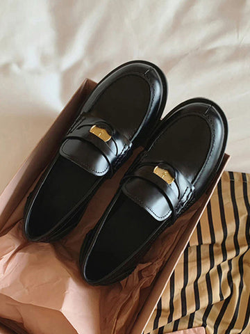 Round-Toe Split-Joint Loafers