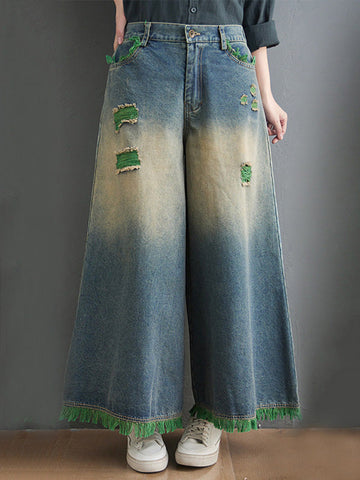 Original Split-Joint Column Wide Leg Jean Pants