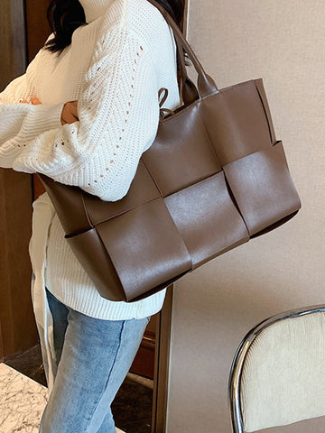 Solid Color Split-Joint Tote Bags Handbags Bags