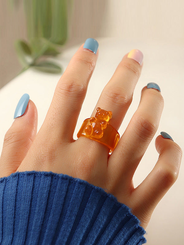 Stylish Selection Bear Shape Solid Color Rings Accessories