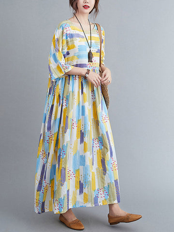 Original Print Round-Neck Dress