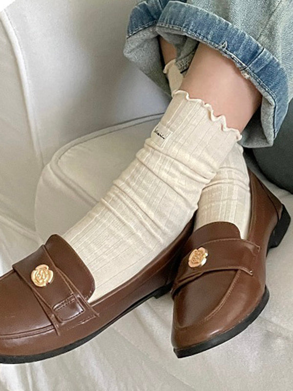 Pleated Wood Ear Lace Socks