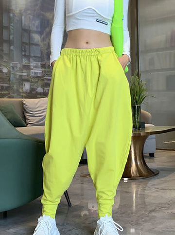 Harem Pants Elasticity Solid Color Pants