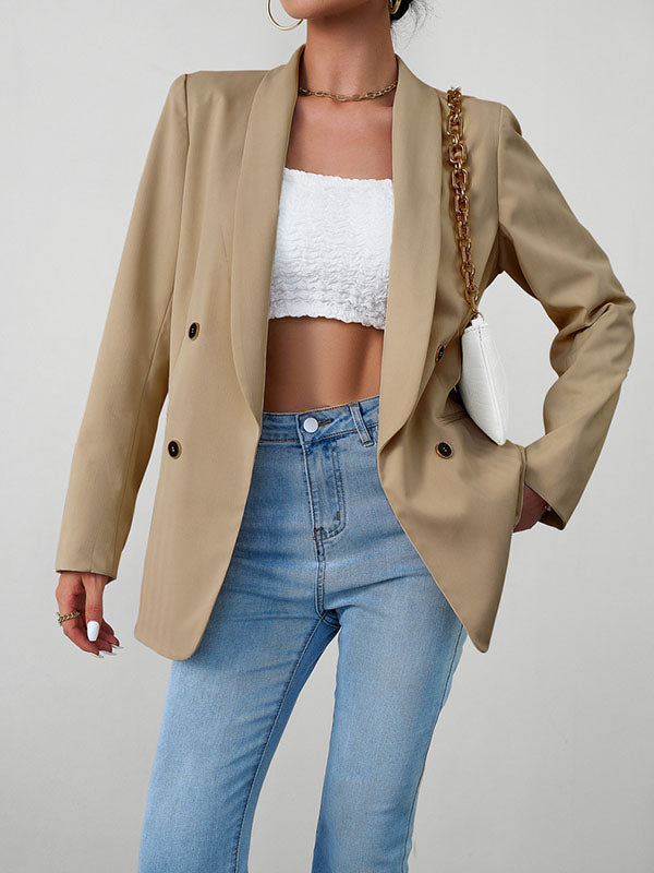 Split-Joint Long Sleeves Loose Lapel Outerwear Blazer