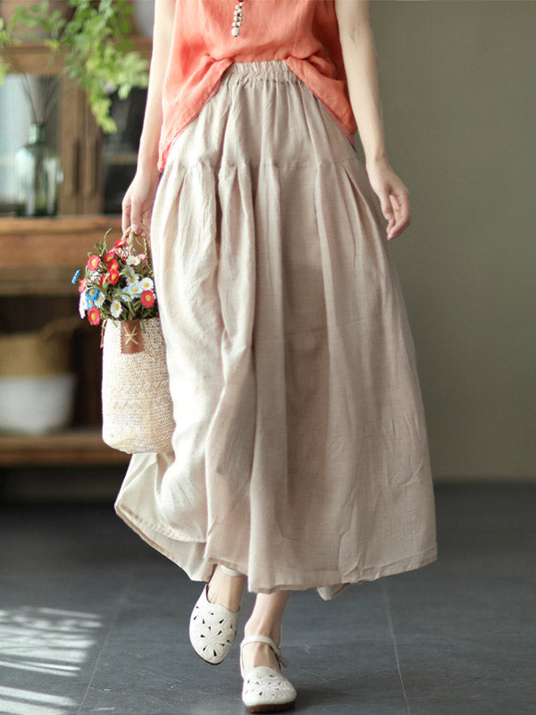 Casual Solid Color Empire A-Line Skirt