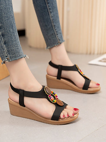 Elasticity Open Toe Peep Toe Wedges & Flatform Sandals