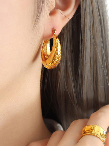 Pleated Solid Color Earrings Accessories