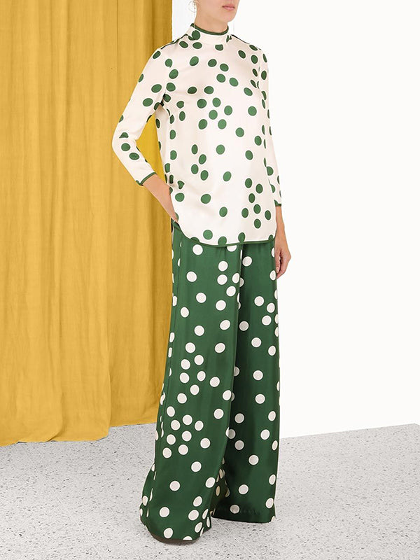 Casual Wide Leg Polka-Dot Elasticity Pants