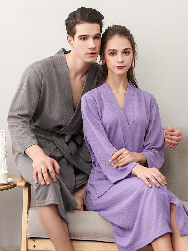 Comfortable Solid Bandage Thin Pajama Robe