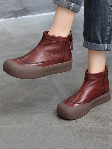 Round-Toe Zipper Boots