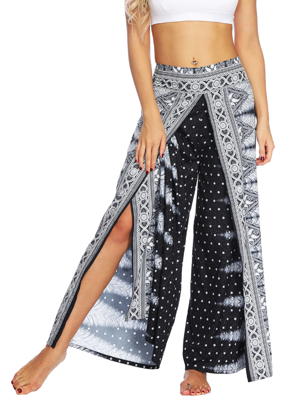 Bohemia Floral Printed Elastics Wide Leg Yoga Pants