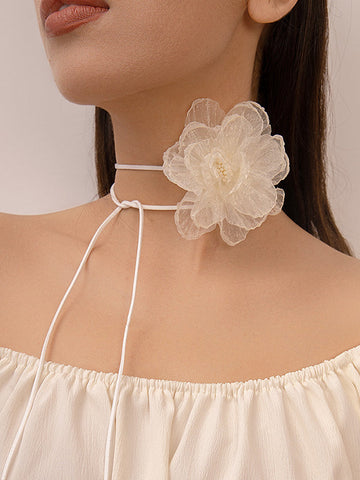 Flower Shape Gauze Necklaces Accessories Dainty Necklace