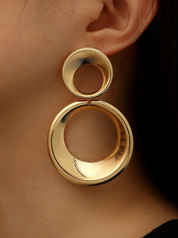 Statement Hollow Solid Color Geometric Earrings Accessories