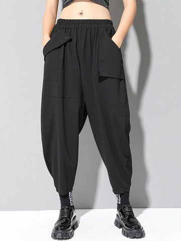 Stylish Black Asymmetric Elasticity Harem Pants