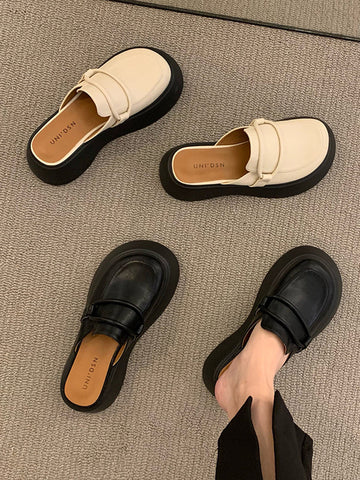 Round-Toe Slippers&Mules Platform Shoes Loafers