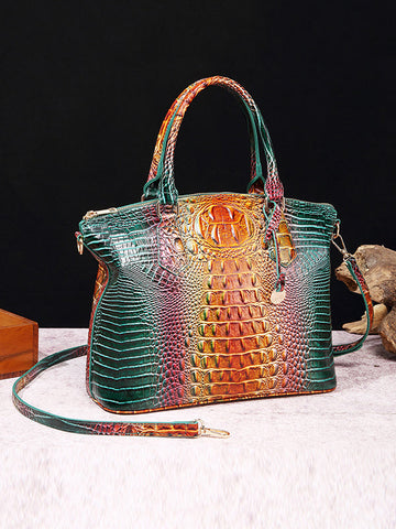 Alligator Print Pleated Split-Joint Handbags Bags