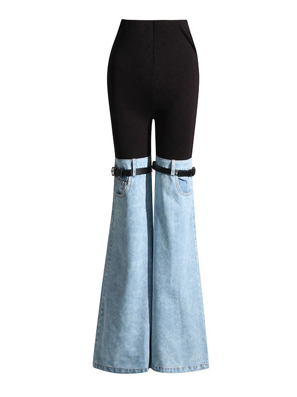 Split-Joint Flared Pants High Waisted Jean Pants Bottoms