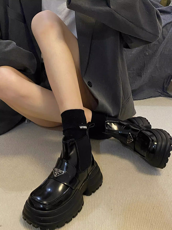 Round-Toe Split-Joint Platform Shoes Boots