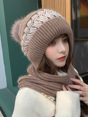 Casual Jacquard 7 Colors Scarf&Hat Set