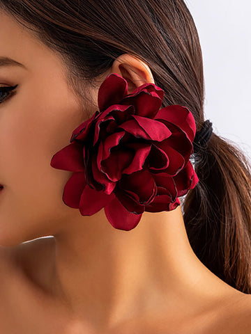 Solid Color Three-Dimensional Flower Drop Earrings