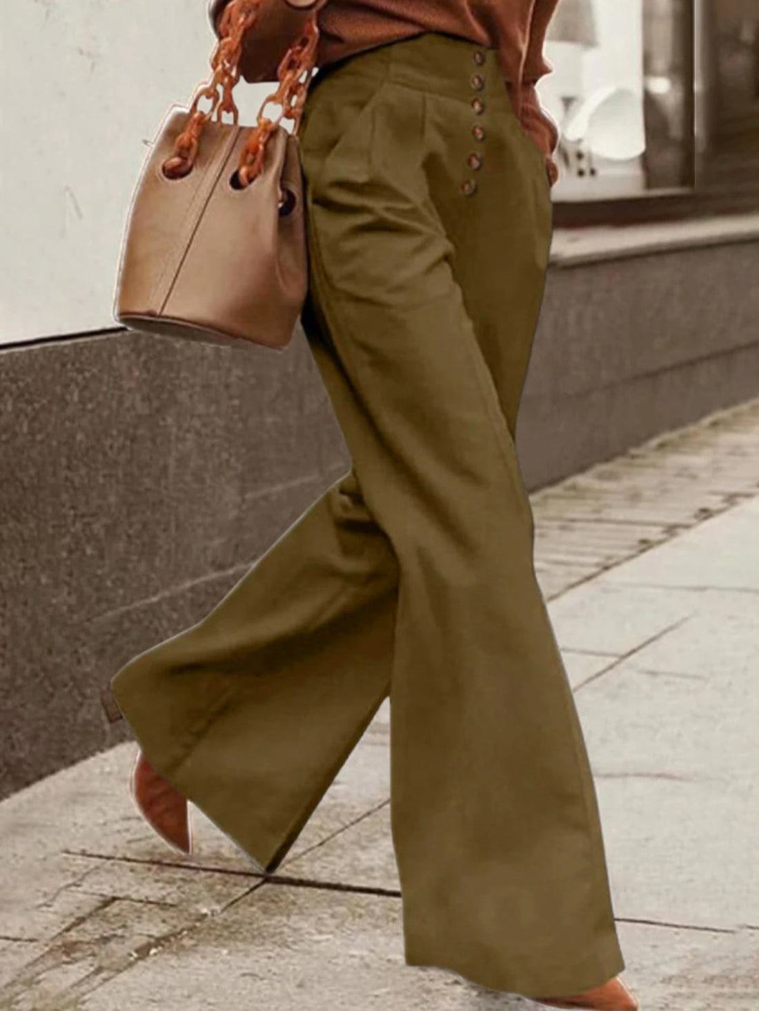 Loose Wide Leg Solid Color Casual Pants Bottoms