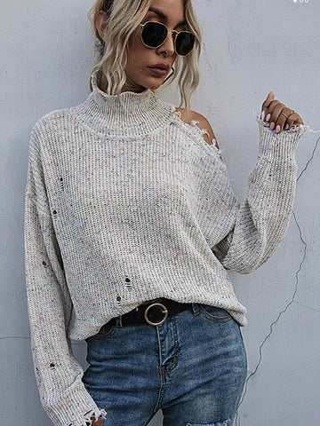 Urban Knitting Loose Hollow High-Neck Sweater