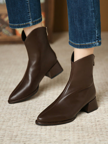 Pointed-Toe Split-Joint Zipper Chelsea Boots Boots