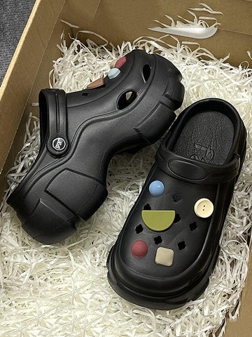 Hollow Round-Toe Slider Sandals Platform Shoes Crocs