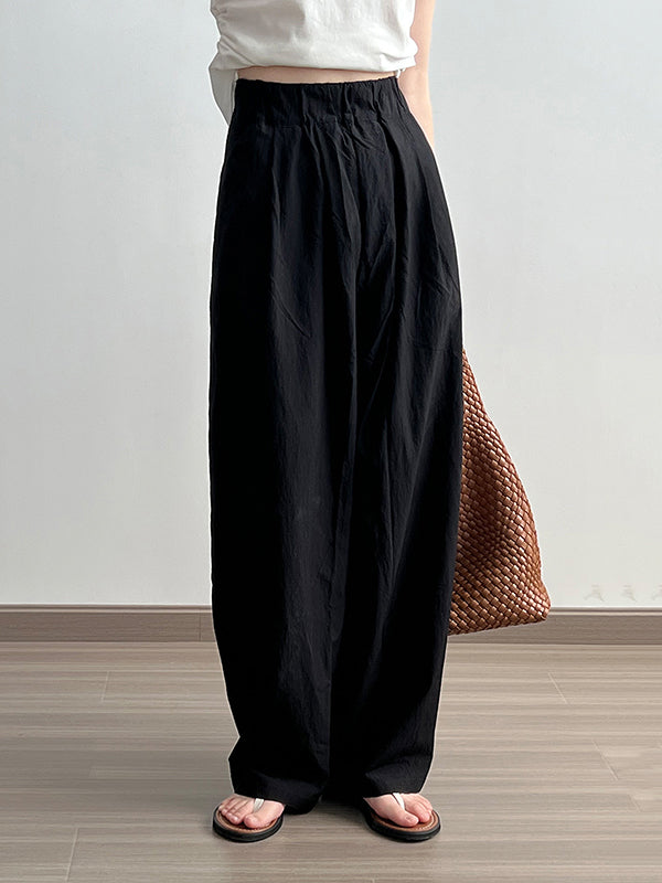 High-Waisted Pleated Elasticity Solid Color Harem Pants