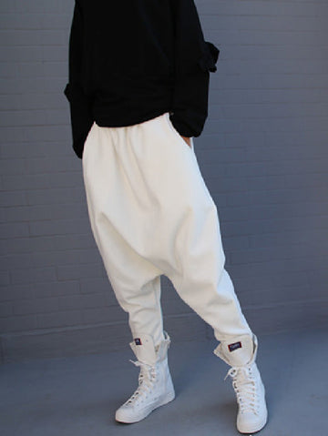 White Simple Harem Pants