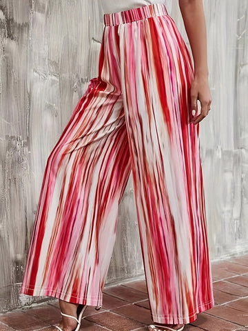 Elasticity Striped Roomy Plus Size Trousers Pants