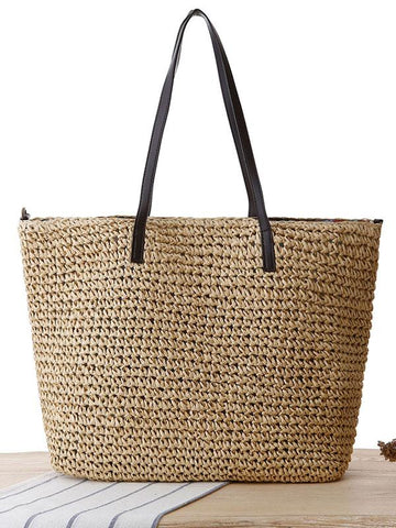 Simple Straw Plaited Article Bohemia Bag