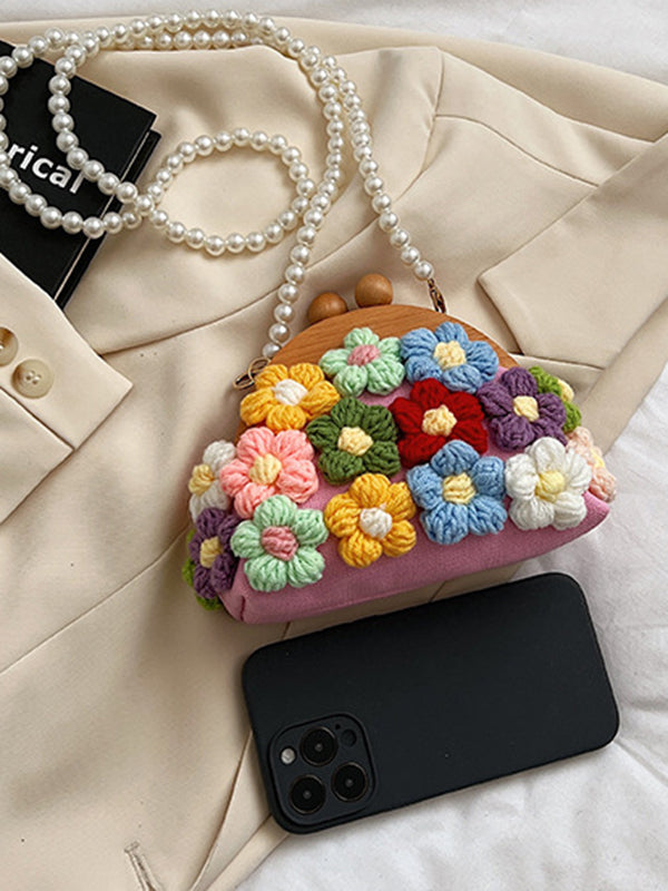 Chains Flower Shape Handbags Crossbody Bags