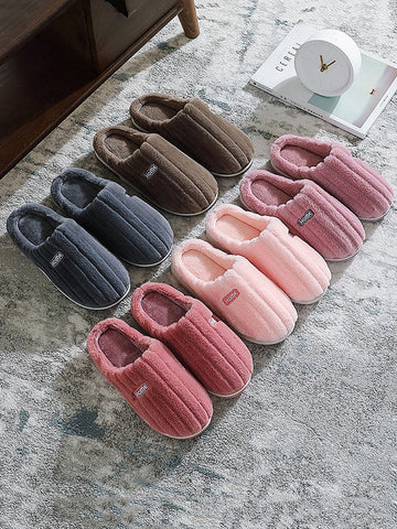 Indoor Warm Non-Slip Solid Color Slippers