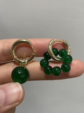 Vintage Asymmetric Green Stone Earrings Accessories