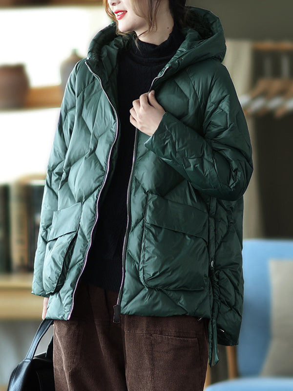 Original Solid Hooded Cotton-Padded Coat