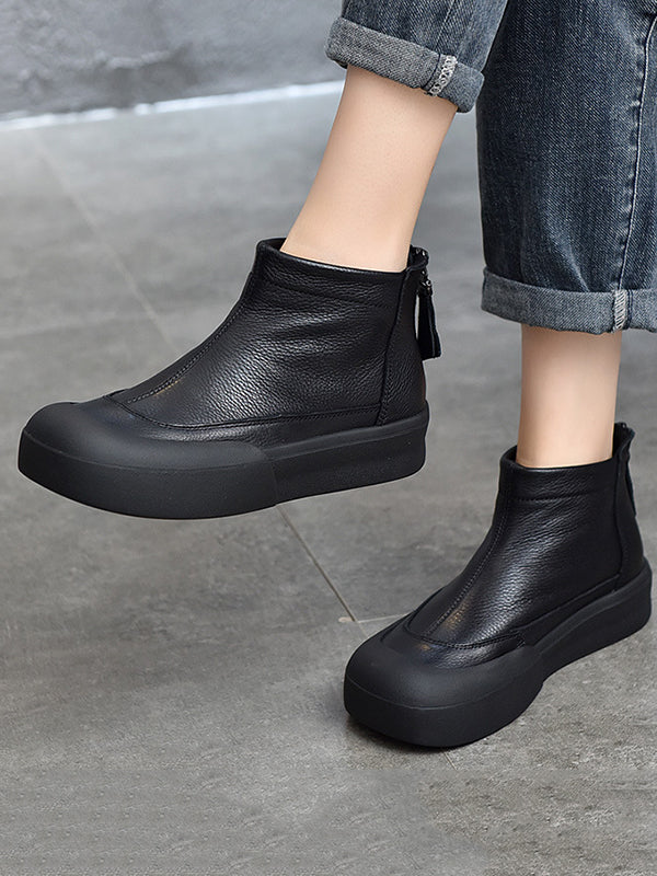 Round-Toe Zipper Boots