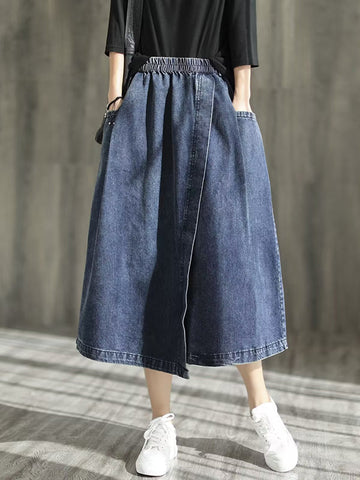 Asymmetric Elasticity Split-Joint Loose Skirts