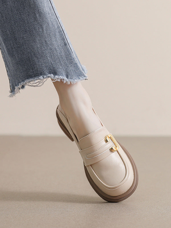 Round-Toe Split-Joint Platform Shoes Loafers