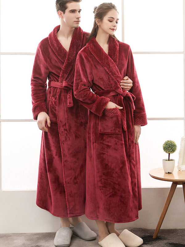 Comfortable Solid Bandage Pajama Robe