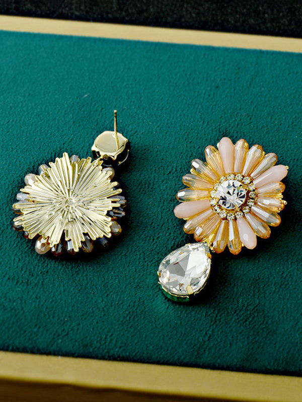 Original Vintage Asymmetric Floral Earrings Accessories