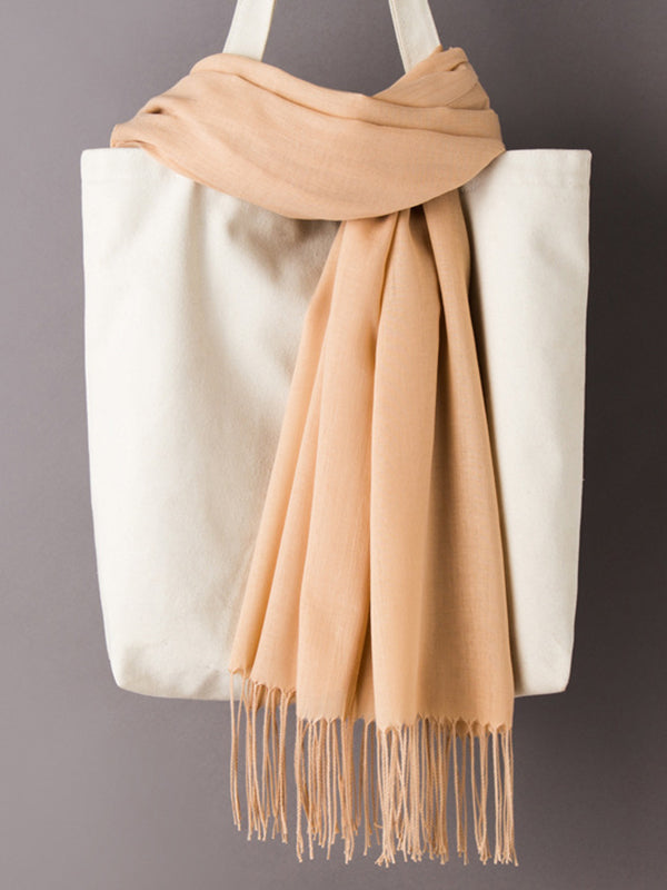 Simple Tasseled Solid Color Shawl&Scarf